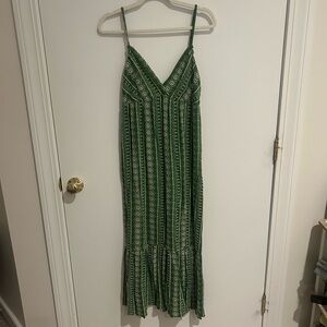 Zara green embroidered tie back midi dress
